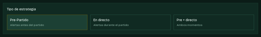 Selector del tipo de estrategia