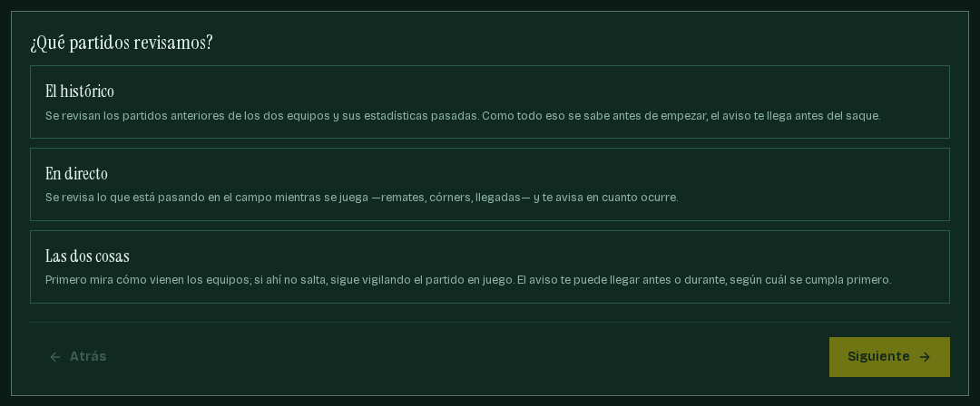 Primer paso del modo simple: el histórico, en directo o las dos cosas