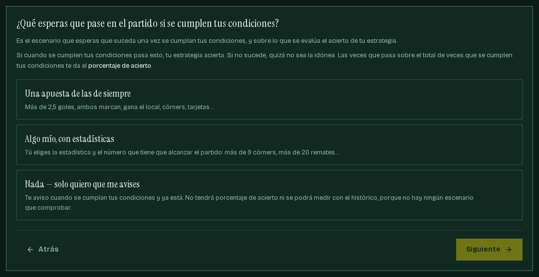Segundo paso: una apuesta de las de siempre, algo mío con estadísticas, o nada