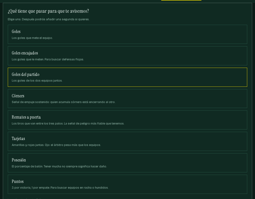 Lista de señales del modo simple con su explicación
